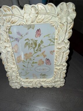 Sheffield Home Cream Floral Carved Picture Frame with Distressed Accents